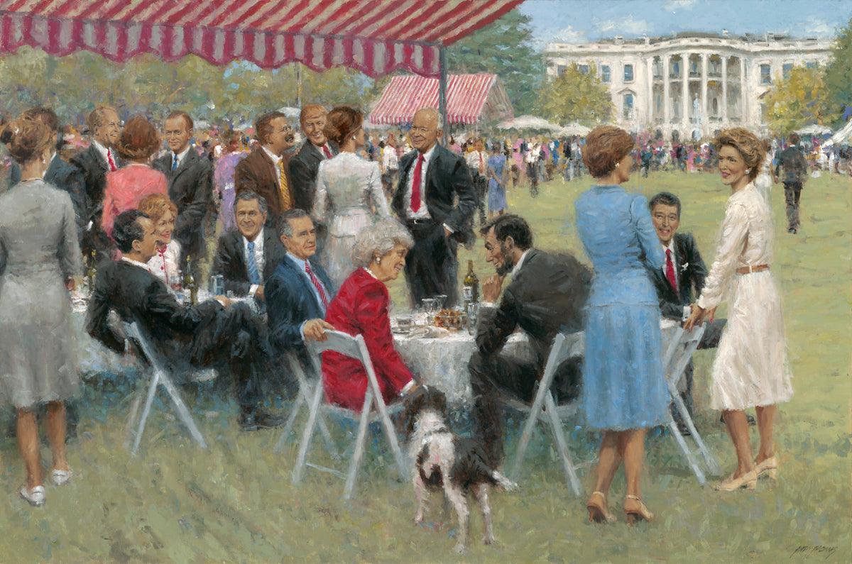 Wall Art: The Repub. Party Print - US Presidents Gathering at Whitehouse Lawn feat. President Trump | Andy Thomas President Artwork - Andy Thomas Designs